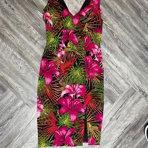 Saks fifth ave Hawaiian hibiscus print cocktail dress
